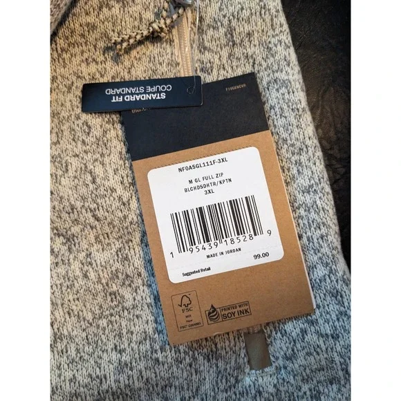 2021 North Face Men Gordon Lyons Full Zip 3XL Beige Sand Long Sleeve Fleece NEW